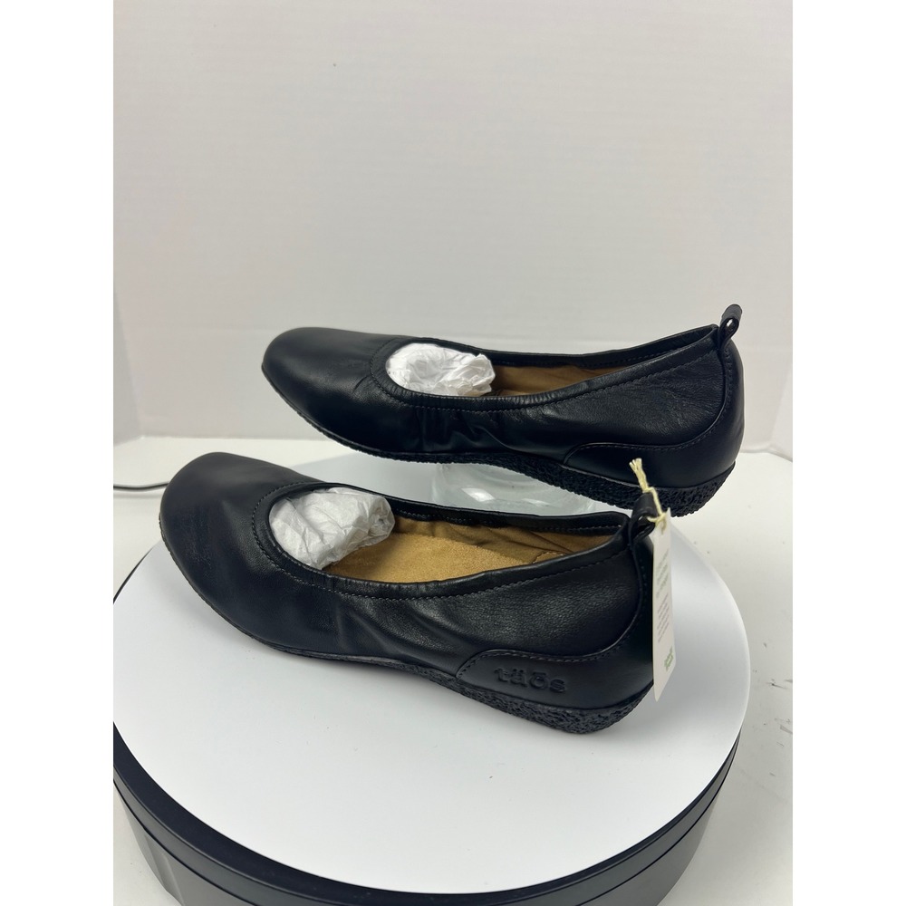 Taos Chit Chat Orthopedic Ballet Flats Black Leather Slip On Shoes Womens 6.5M - Picture 15 of 17